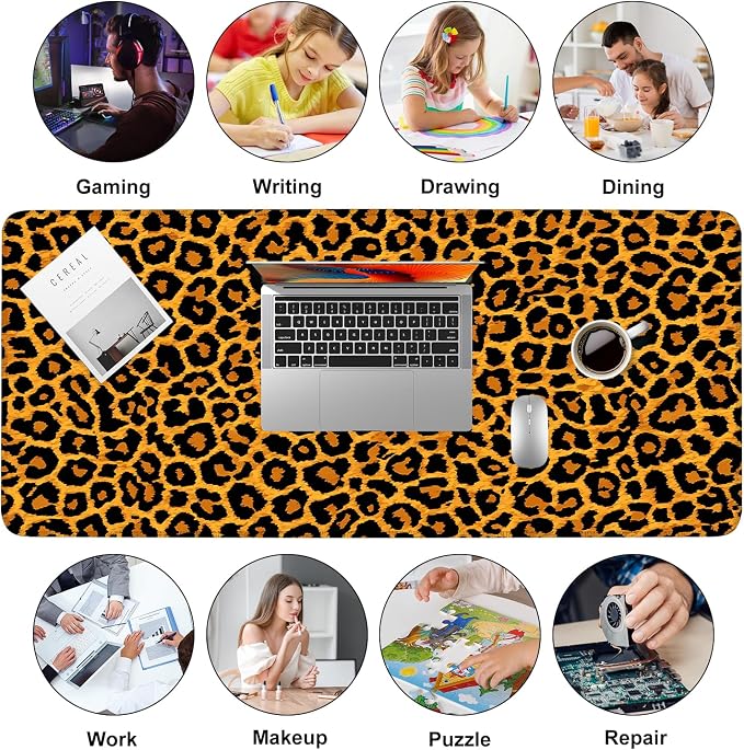 Leopard Print Mouse Pad – Large Extended Desk Mat 35.43 x 15.75 in – Bold - Image 9