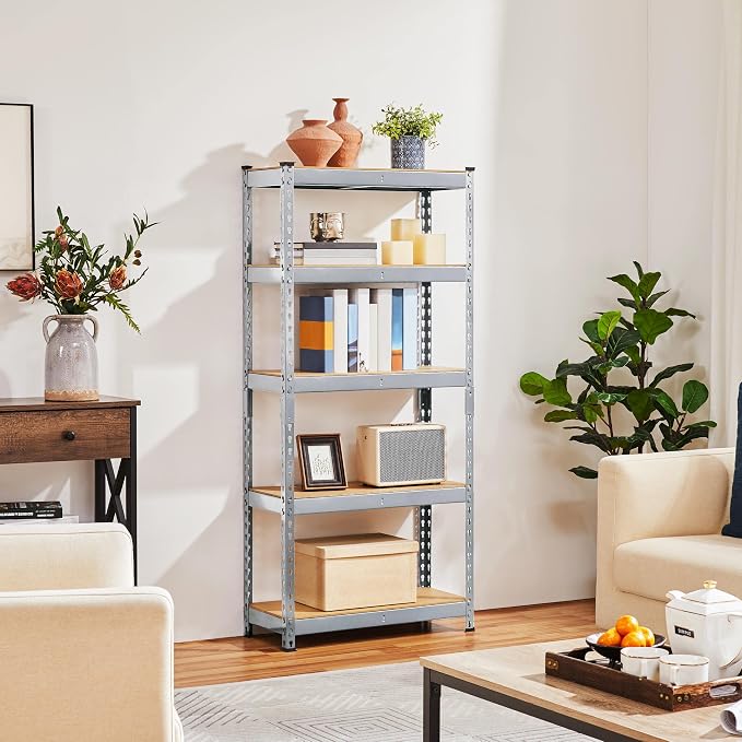 Topeakmart 2 PCS 5-Tier Utility Shelves, Metal Storage Shelves Garage Shelving - Image 9