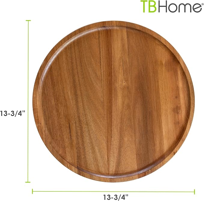 TB Home Acacia Wood Lazy Susan Organizer Kitchen Turntable - Image 7