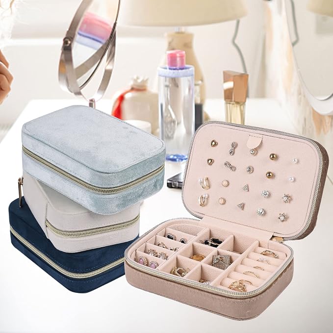 Dajasan Velvet Travel Jewelry Case, Mini Portable Travel Jewelry Organizer Boxes - Image 7