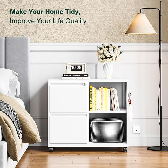 Metal File Cabinet, Lockable Lateral Filing Cabinet - Image 9