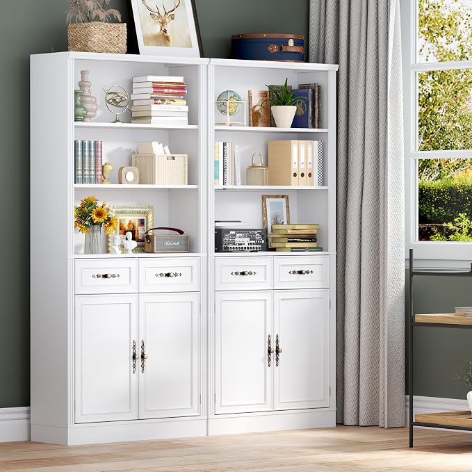 71.4" Tall Bookshelf with Drawers & Cabinet, 5-Tier Floor Standing Bookcase - Image 8