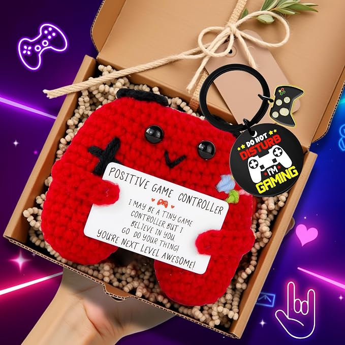 Gamer Gifts Positive Crochet Game Controller and Inspirational Keychain - Image 8