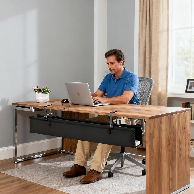 Oxford Cloth Under Desk Cable Management Tray, No-Drill 36" Desk Cable - Image 9