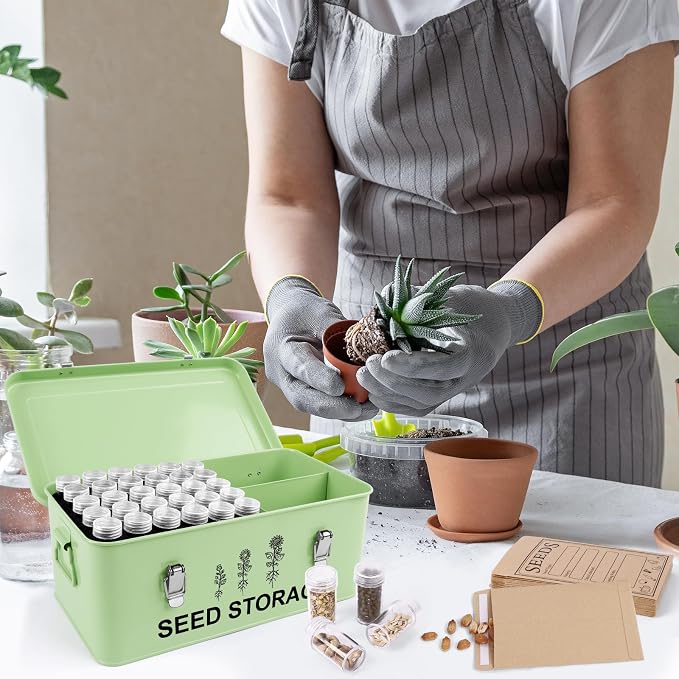60 Slots Seed Storage Organizer, Metal Seed Saving Box - Image 7