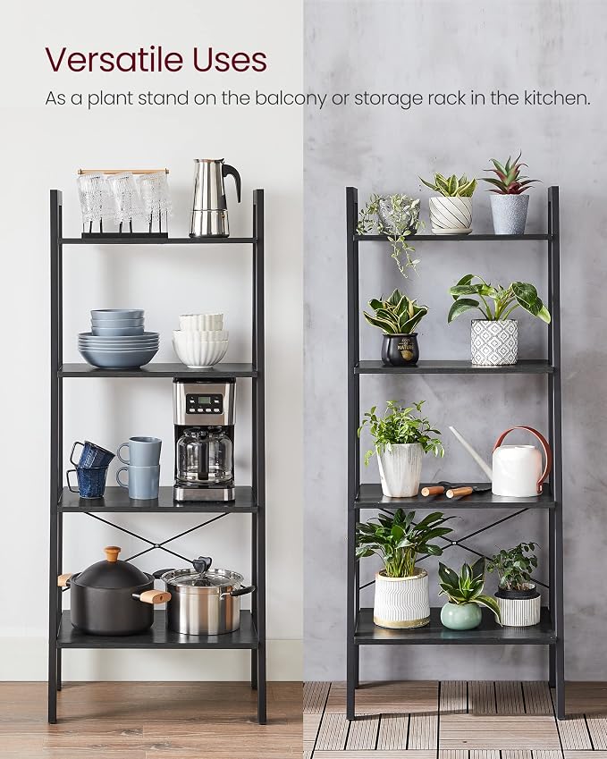 VASAGLE Ladder Shelf, 4-Tier Bookshelf, Storage Rack, Bookcase - Image 9