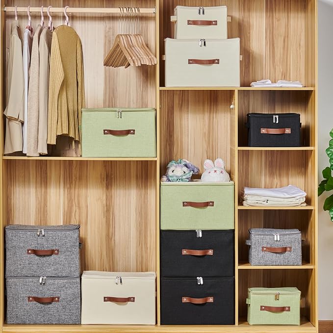 Storage Bins with Zipper Lids Decorative Lidded Baskets Boxes | Clothes - Image 7
