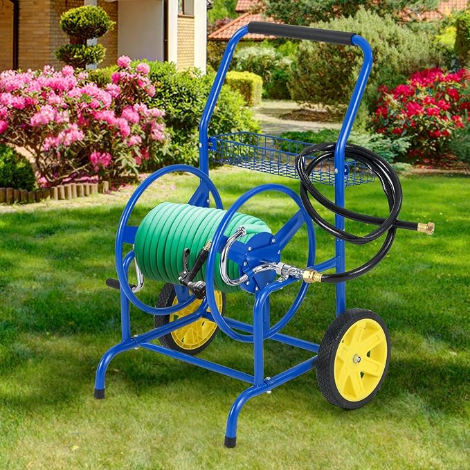 Goplus Garden Hose Reel Cart, 230ft 5/8" or 300ft 1/2" Heavy-Duty Metal Hose - Image 9