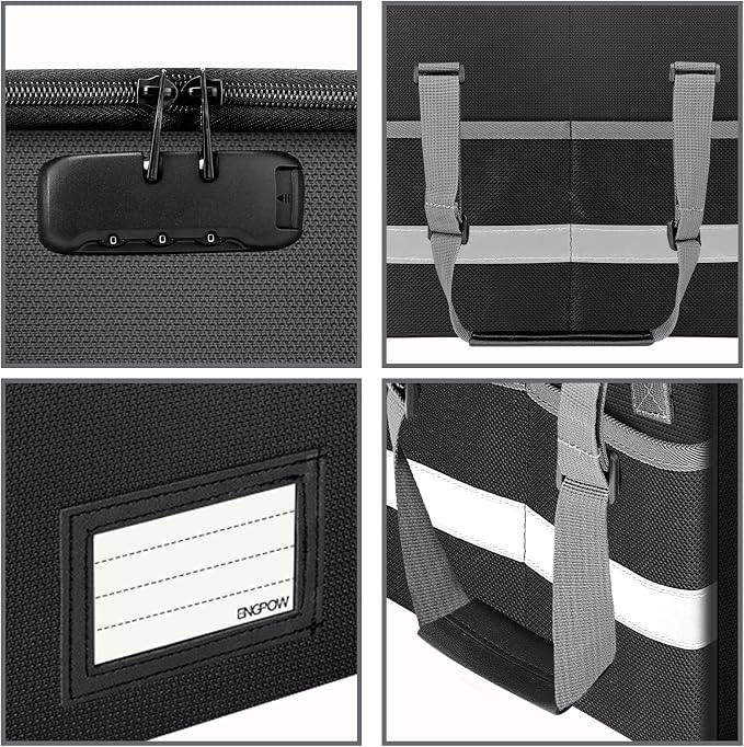 ENGPOW File Box with Lock, Fireproof Document Box with Zipper&Pockets, - Image 9