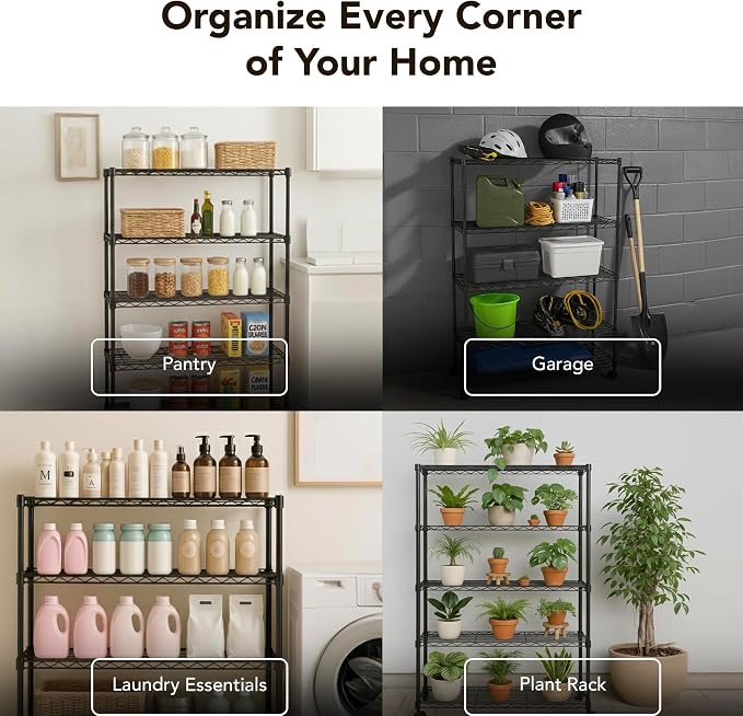 5 Tier Wire Shelving Unit Storage Rack, Metal Heavy Duty Utility Organizers - Image 6