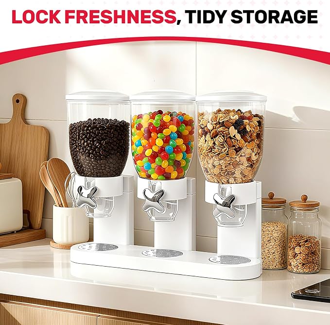 Triple Cereal Dispenser Countertop 2L, Airtight Cereal Containers Storage - Image 7