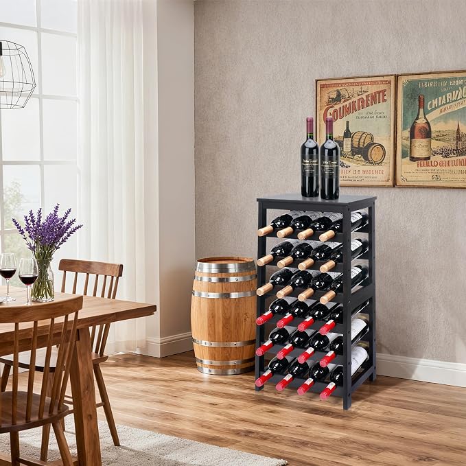 Wine Rack Free Standing Floor, 6-Tier 24 Bottles Display Wine Storage Shelves - Image 7