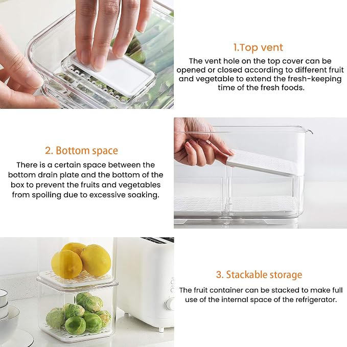 vacane Produce Saver with Folding Lids, 2 Piece Fruit Vegetable Storage - Image 7