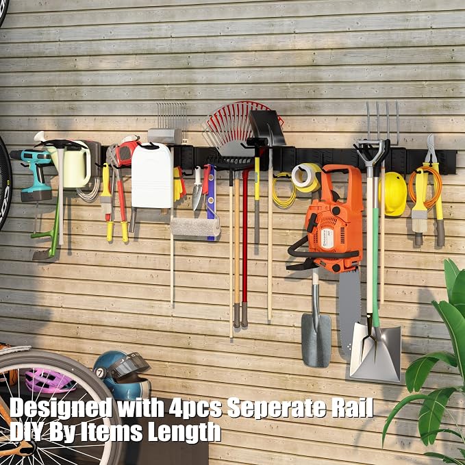 64 Inches Garage Organization, Wall Mount Garden Tool Organizer, 880lbs - Image 8