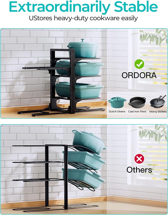 ORDORA Pots and Pans Organizer under Cabinet 13.78" Height, 6-Tier Kitchen - Image 7