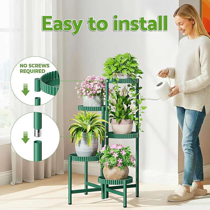 5 Tier Large Plant Stand Indoor, 7.9 Inch Wide Corner Tall Metal Plant Stands - Image 6