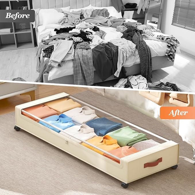 Yecaye Under Bed Storage with Wheels 2 Pack, 85 L Extra Large Under Bed Storage - Image 8