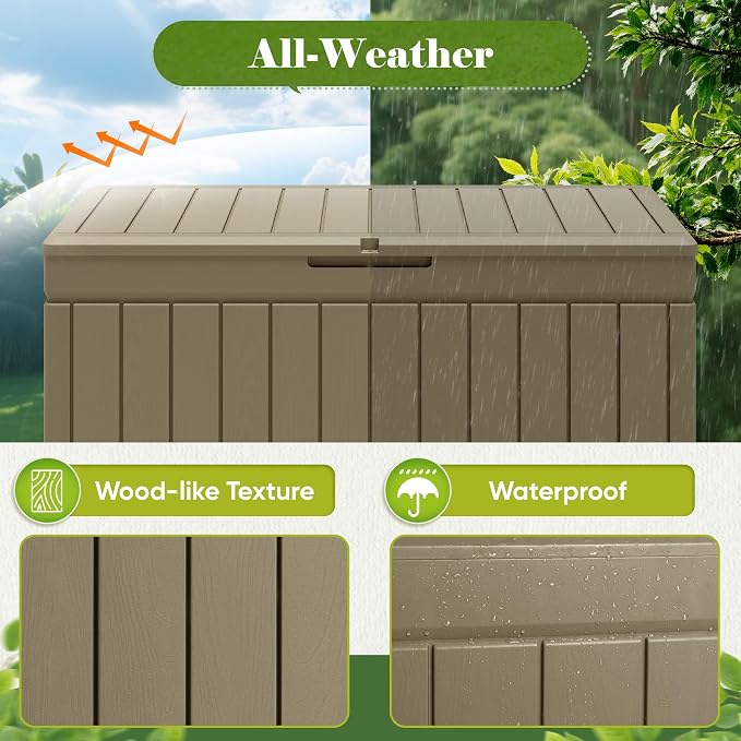 Flamaker Outdoor Storage Box 80 Gallon Resin Waterproof Deck Box Delivery Box - Image 7