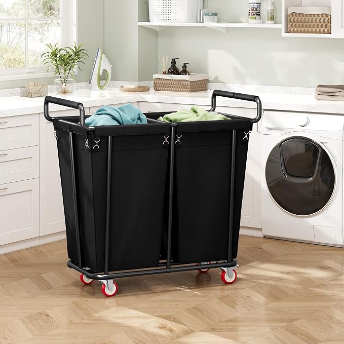 Large laundry hamper with Wheels, 2 Bag 360L Big Rolling Laundry Basket Sorter - Image 8