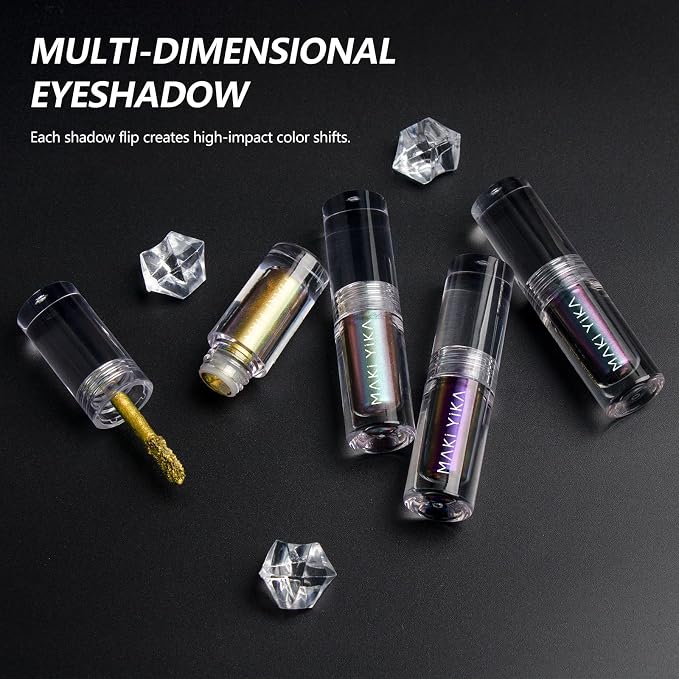 MAKI YIKA 3Pc Glitter Eyeshadow Liquid Multichrome Eyeshadows Long Lasting - Image 8