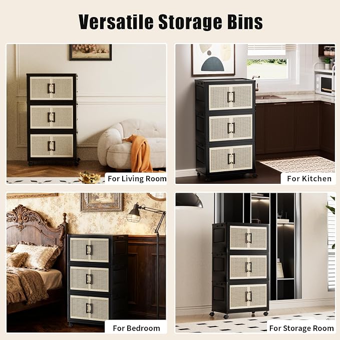 Stackable Storage Bins with Lids, Collapsible Plastic Storage Box Closet - Image 6