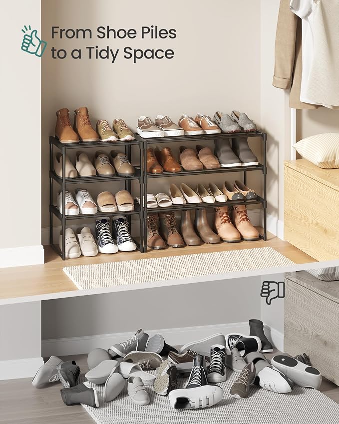 SONGMICS Shoe Rack, 3-Tier Shoe Organizer, Metal Storage Shelf, Upright or - Image 9