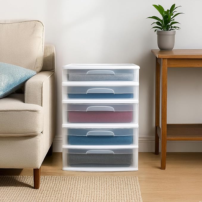 HOMZ Plastic 5 Wide Storage Tower, Home Office, and Dorm Rooms - Image 9