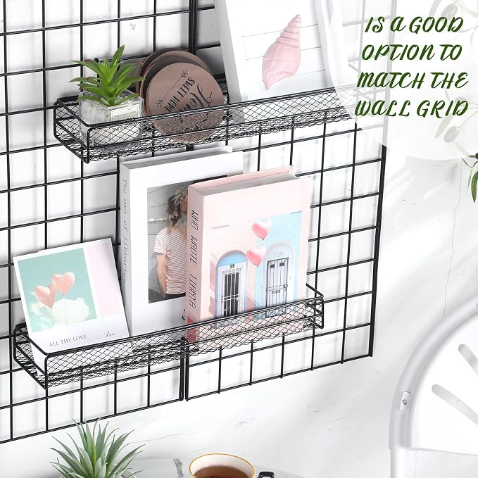 4 Pcs Metal Wire Mesh Basket for Gridwall Black Hanging Wire Mesh Basket - Image 7