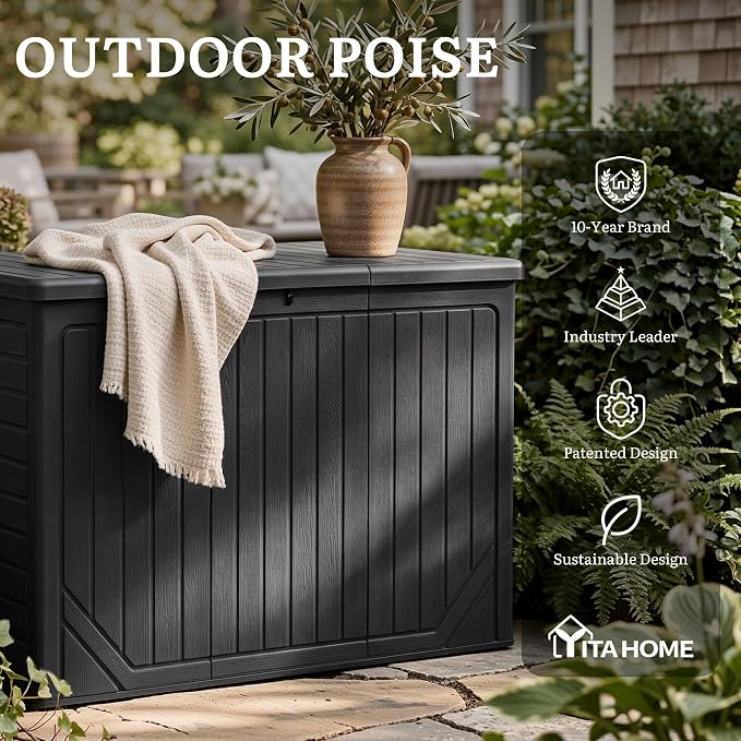 YITAHOME XXL 230 Gallon Extra Large Outdoor Deck Box, Lockable Resin - Image 9