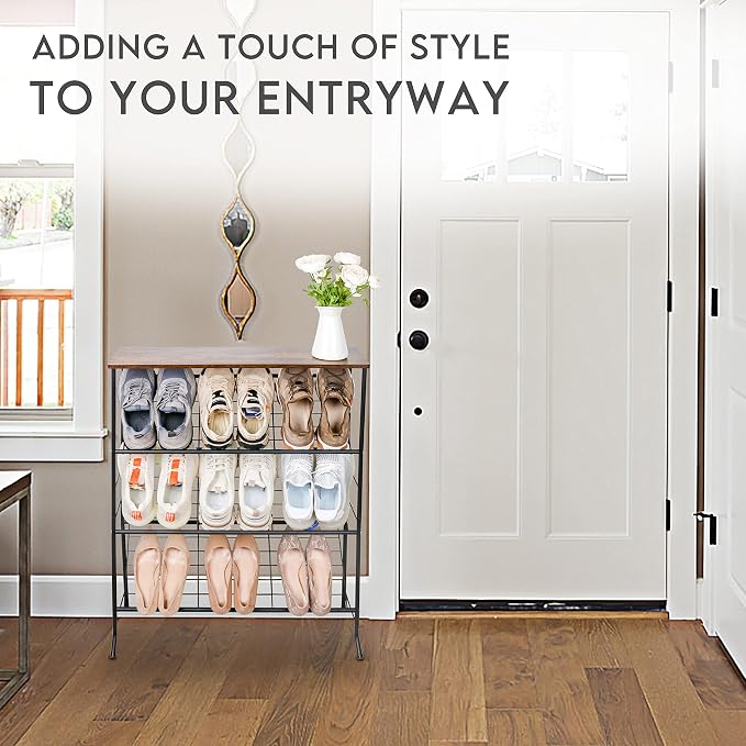 ZOES HOMEWARE Narrow Shoe Rack for Front Door Entrance, 4-Tier Shoes Rack - Image 7