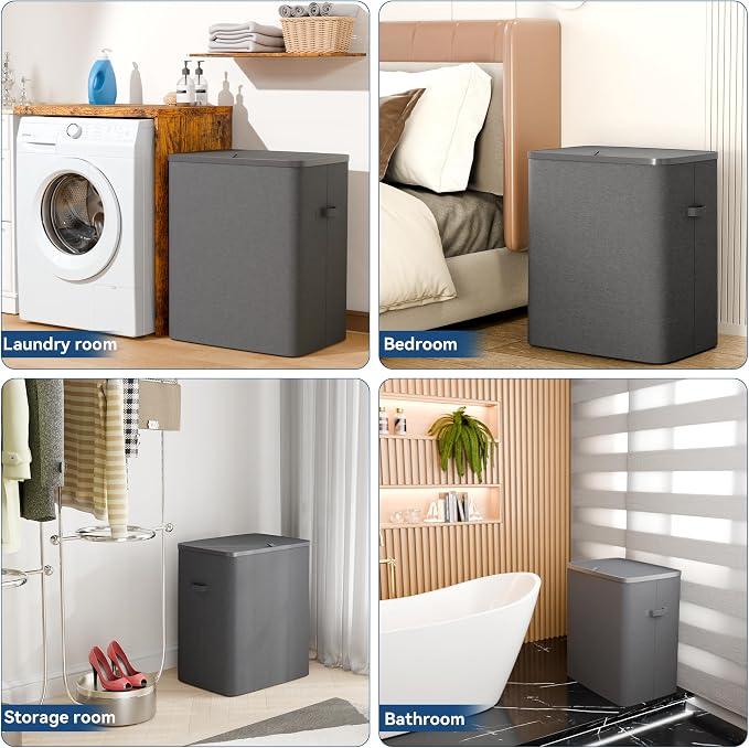 Dual Section 90 liter/23.8 gallon Laundry Hamper Separation Basket - Image 7