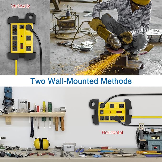 Heavy Duty Power Strip with USB, Workshop 8 Outlet Surge Protector 2700 Joules - Image 7