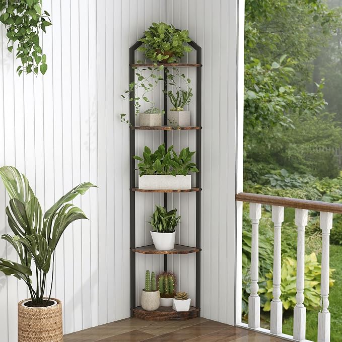 Fun Memories 5 Tier Corner Shelf, 70” Corner Shelf Stand, Corner Bookshelf - Image 7
