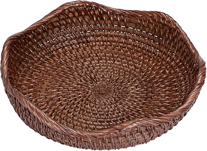 Hipiwe Decorative Key Bowl 8.5" Round Basket Bowl Handwoven Rattan Basket | - Image 9