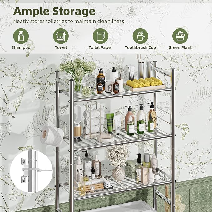 Simple Trending 3 Tier Over The Toilet Rack, Bathroom Shelves - Image 7
