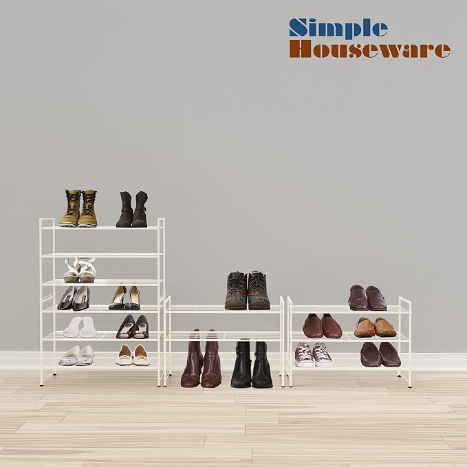 Simple Houseware 3-Tier Stackable Shoes Rack Storage Shelf - Image 5
