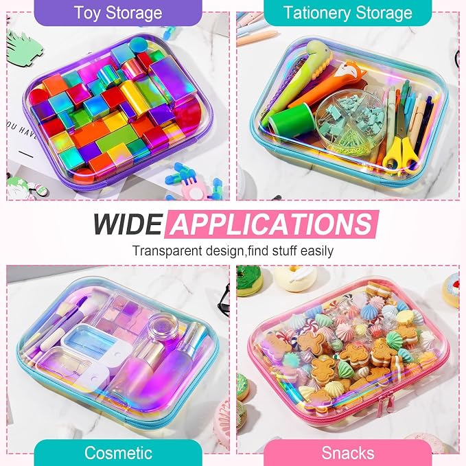 Sanwuta 6 Pcs Clear Hard Zipper Case Hard Plastic Zipper Pouches Transparent - Image 7