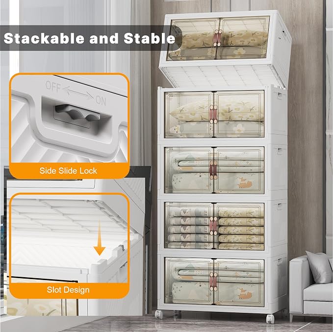 UAMFURI Stackable Storage Bins, 875QT Collapsible Drawers - Image 6