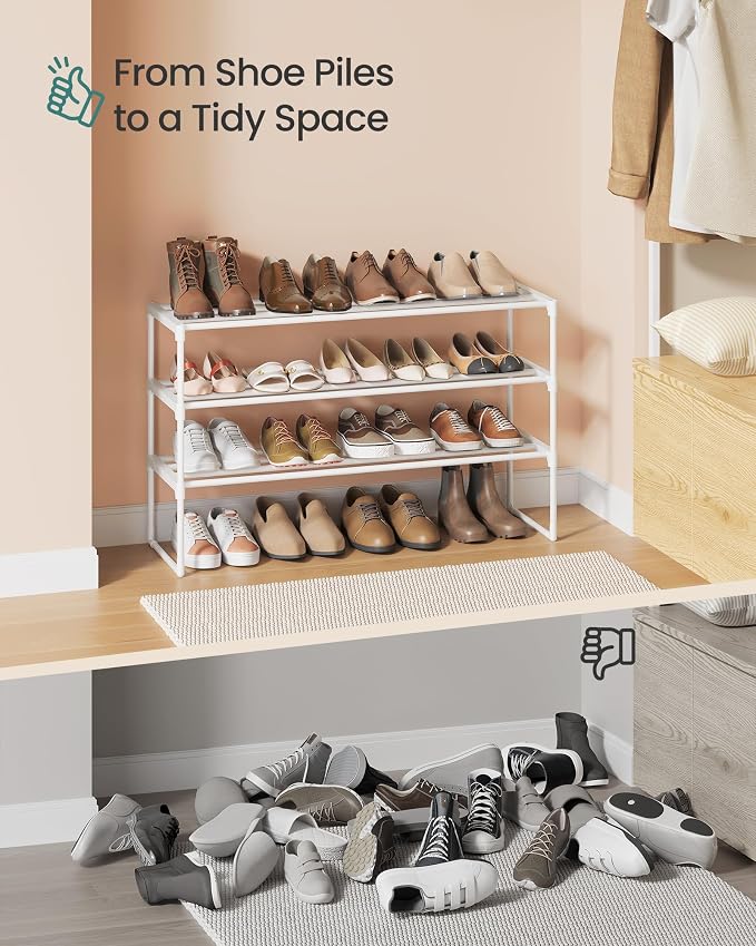 SONGMICS Shoe Rack, 3-Tier Shoe Organizer, Metal Storage Shelf, Upright or - Image 9