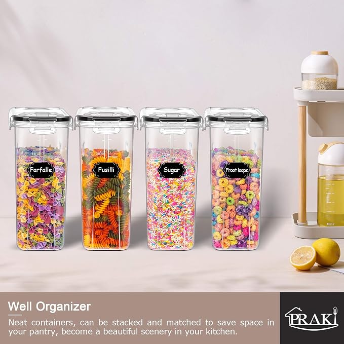 PRAKI 5PCS Cereal Containers Storage Set, BPA Free Airtight Food Storage - Image 7