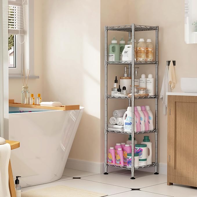 5 Wire Shelving Metal Shelves Storage Rack:Adjustable Storage Shelves Standing - Image 9
