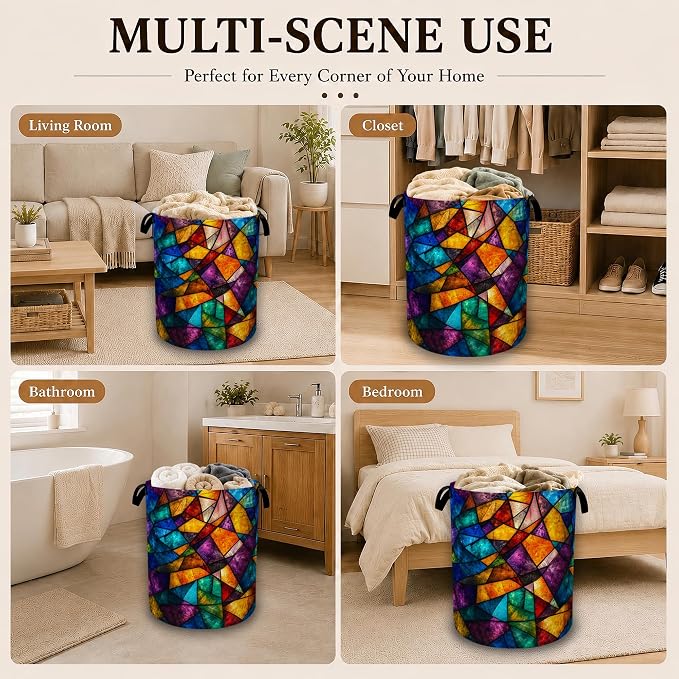 Stained Glass Mosaic Collapsible Laundry Hamper - Image 7