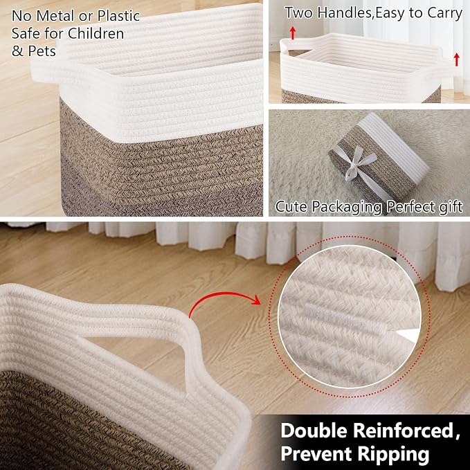 OIAHOMY Woven Storage Basket, Cotton Rope Baskets - Image 7