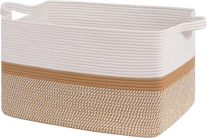 Goodpick Large Woven Blanket Basket 21.6" x 14.9" x 11.8" Storage Baskets by Goodpick