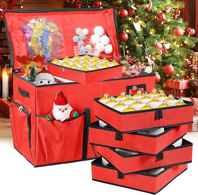 Christmas Ornament Storage Box, 2-in-1 Christmas ornament organizer&Christmas - Image 8