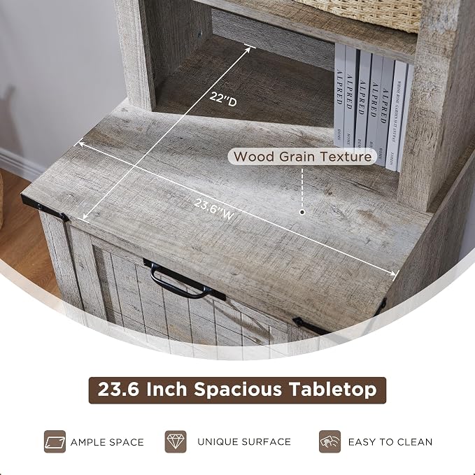 RedLemon Bookcase with 2 File Drawers, 4 Tier Rustic Wood Bookshelf with Cabinet - Image 6