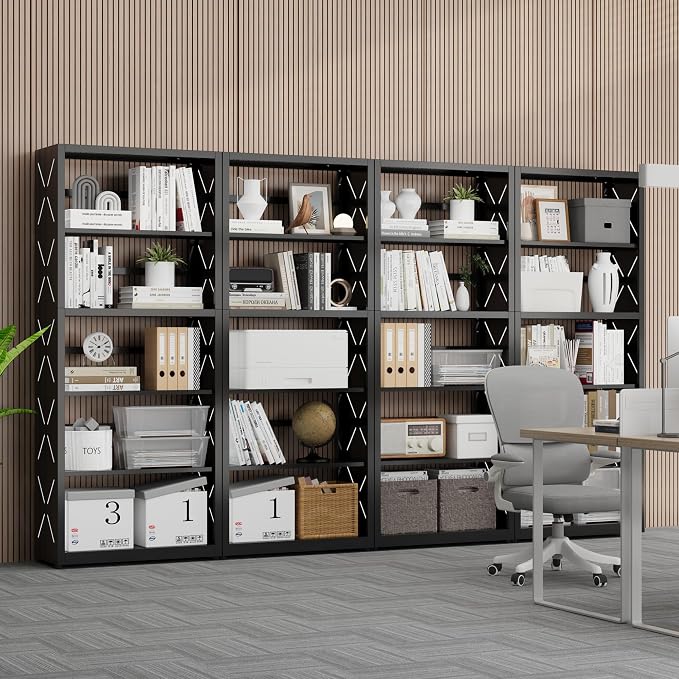 Industrial Bookshelf, 5 Tier Bookcase, Home Office Bookcase Shelf Storage - Image 8