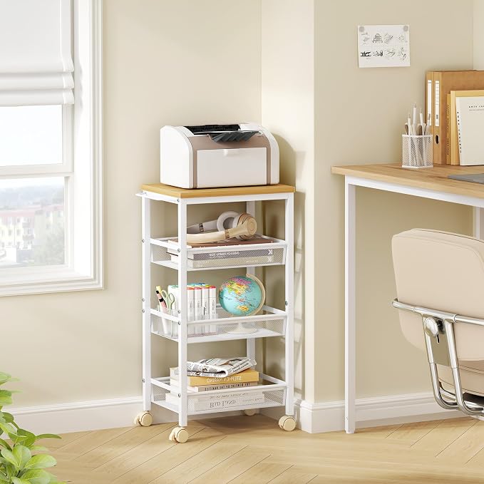 Hoctieon Rolling Storage Cart, 4-Tier Wide Panel Rolling Kitchen Storage Cart - Image 9