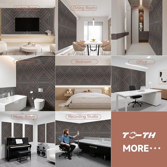 TO-TH Acoustic Wall Panels, 6 Pack Total Size 72 x 48 Inches, Self-Adhesive - Image 8