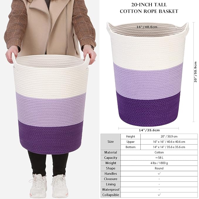 Sea Team Large Size Cotton Rope Woven Storage Basket - Image 6